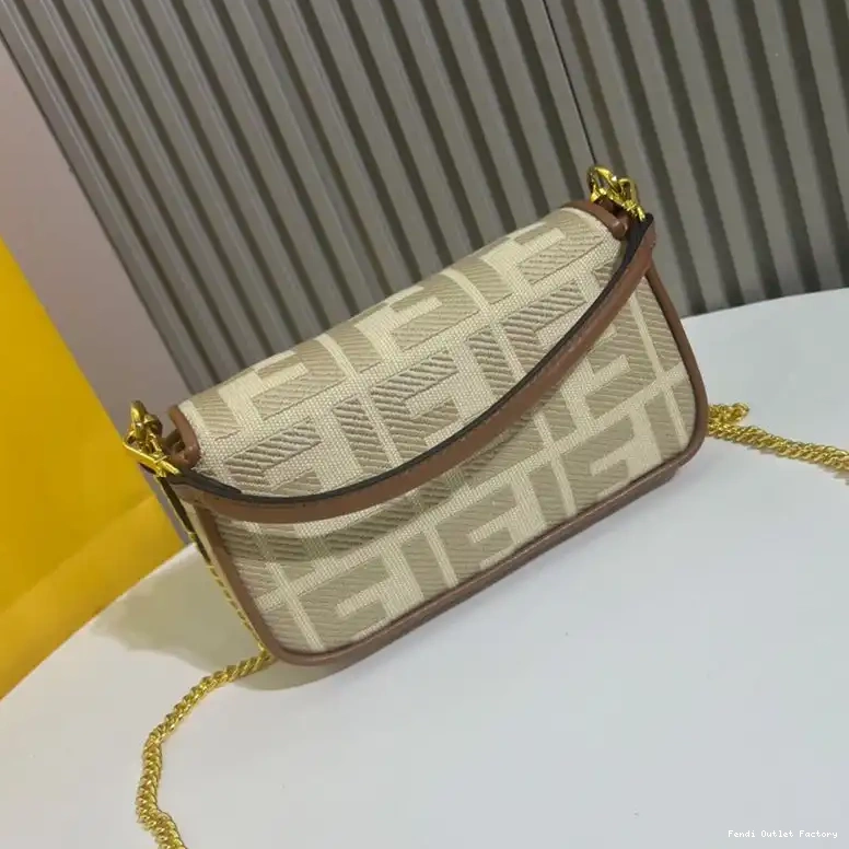 Cheap HOT Bag Canvas Mini Baguette Fendi Beige Motif In FF 0603